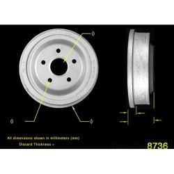 Hinteres Bremstrommel 10" x 2" Ford