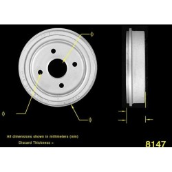 Tambor de freno trasero 9" x 1.5" Ford