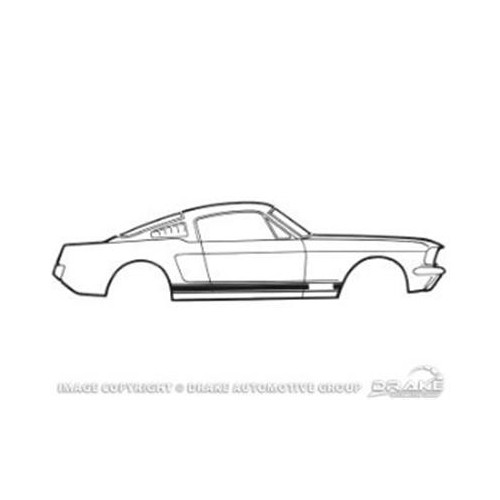 Kit autocollant / sticker de bas de caisse Mustang GT 1967 coupé / Fastback / Cabriolet BLANC