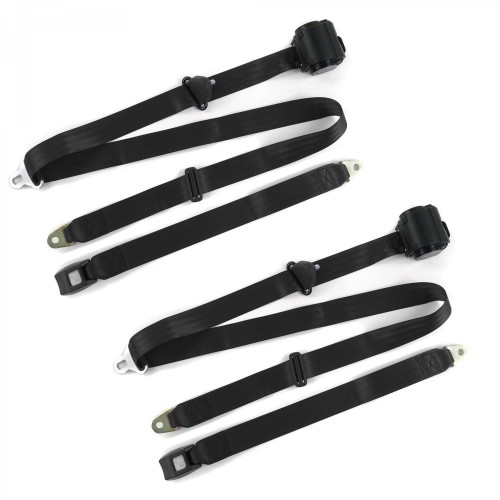 Kit seat belt front right and left 3 point retractable black