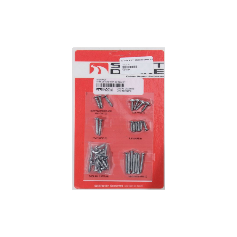 Interior screw kit for 67 and 68 Mustang Coupe